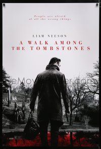 2f816 WALK AMONG THE TOMBSTONES teaser DS 1sh '14 Liam Neeson in graveyard w/gun!