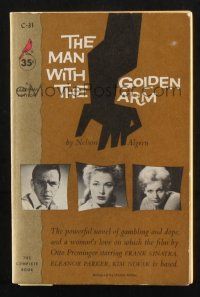 2g165 MAN WITH THE GOLDEN ARM paperback book '56 Nelson Algren's novel with Saul Bass cover art!