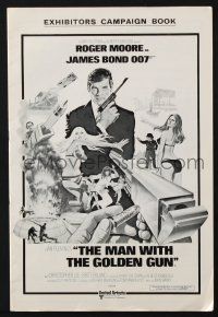 2g600 MAN WITH THE GOLDEN GUN English pressbook '74 Roger Moore as James Bond Robert McGinnis art!