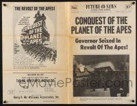 2g020 CONQUEST OF THE PLANET OF THE APES herald '72 governor seized in revolt, newspaper style!