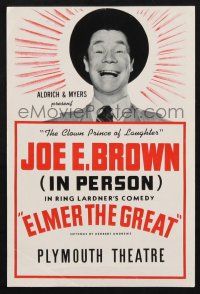 2g027 ELMER, THE GREAT stage play herald '40 Joe E. Brown in person in Ring Lardner's comedy!