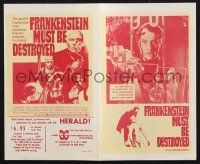 2g034 FRANKENSTEIN MUST BE DESTROYED herald '70 Peter Cushing is more monstrous than his monster!