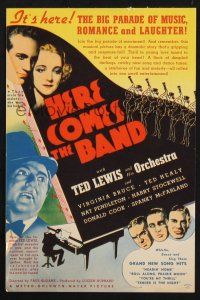 2g040 HERE COMES THE BAND herald '35 Ted Lewis and His Orchestra, Virginia Bruce & Ted Healy!