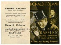 2g073 RAFFLES herald '30 Ronald Colman as the daring gentleman genius of crime, Kay Francis!