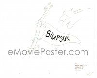 2g124 SIMPSONS animation art '97 Groening, cartoon pencil drawing of Homer's hand grabbing flag!