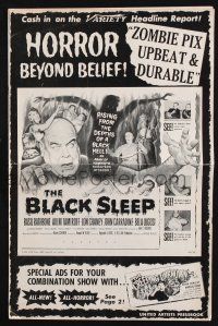 2g511 BLACK SLEEP pressbook '56 Lon Chaney Jr, Bela Lugosi, Tor Johnson, terror-drug wakes the dead