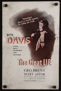 2g558 GREAT LIE pressbook '41 Bette Davis, sometimes there's a penalty for telling the truth!