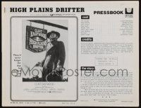 2g564 HIGH PLAINS DRIFTER pressbook '73 classic art of Clint Eastwood holding gun & whip!