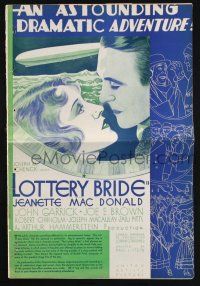 2g589 LOTTERY BRIDE pressbook '30 cool art of Jeanette MacDonald & John Garrick in roulette wheel!