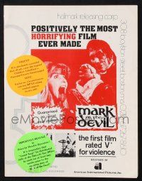 2g602 MARK OF THE DEVIL pressbook '72 guaranteed to upset your stomach, rated V for violence!