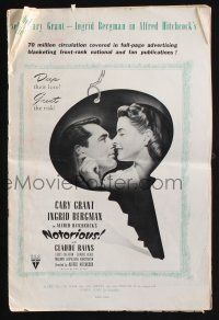 2g618 NOTORIOUS pressbook '46 Cary Grant & Ingrid Bergman, Alfred Hitchcock WWII classic!