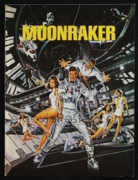 2g438 MOONRAKER souvenir program book '79 Roger Moore as James Bond, art by Daniel Goozee!