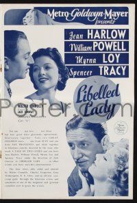 2g584 LIBELED LADY English pressbook '36 Jean Harlow, William Powell, Spencer Tracy & Myrna Loy!