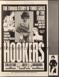 2g567 HOOKERS pressbook '67 the torrid story of three gals of the trade, how they make men pay!