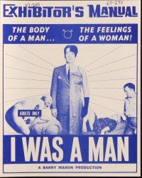 2g572 I WAS A MAN pressbook '67 Barry Mahon, the body of a man, the feelings of a woman!