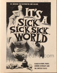 2g578 IT'S A SICK, SICK, SICK WORLD pressbook '65 filmed in Rome, Paris, London, Germany & the US!