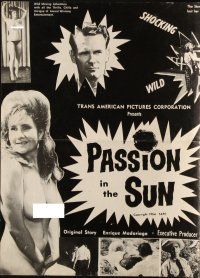 2g633 PASSION IN THE SUN pressbook '64 America's first award winning nudist film, nudist film noir!
