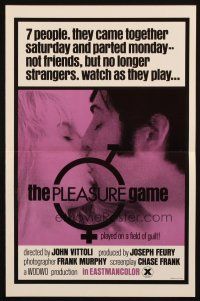 2g636 PLEASURE GAME pressbook '70 seven people came together & played on a field of guilt!