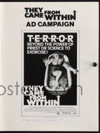 2g679 THEY CAME FROM WITHIN pressbook '76 David Cronenberg, art of terrified girl in bath tub!