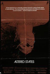 2h038 ALTERED STATES foil 1sh '80 William Hurt, Paddy Chayefsky, Ken Russell, sci-fi horror!