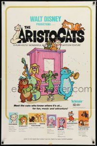2h056 ARISTOCATS 1sh '71 Walt Disney feline jazz musical cartoon, great colorful art!