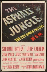 2h060 ASPHALT JUNGLE 1sh '50 Marilyn Monroe, Sterling Hayden, John Huston classic film noir!