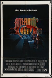 2h062 ATLANTIC CITY 1sh '81 Burt Lancaster, cool Gerard Huerta art of New Jersey gambling town!