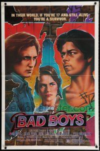2h071 BAD BOYS art style 1sh '83 Javack artwork of tough teen Sean Penn, Ally Sheedy!
