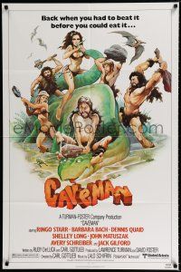 2h184 CAVEMAN 1sh '81 prehistoric Ringo Starr, back when you had to beat it to eat it!