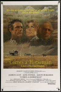 2h206 COMES A HORSEMAN 1sh '78 cool art of James Caan, Jane Fonda & Jason Robards in the sky!
