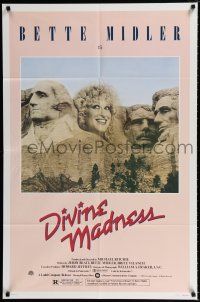 2h251 DIVINE MADNESS style A 1sh '80 wacky image of Bette Midler as part of Mt. Rushmore!