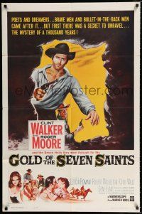 2h383 GOLD OF THE SEVEN SAINTS 1sh '61 Clint Walker, Roger Moore, the mystery of a thousand years!