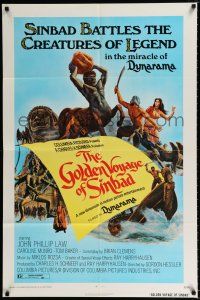 2h384 GOLDEN VOYAGE OF SINBAD 1sh '73 Ray Harryhausen, cool fantasy art by Mort Kunstler!