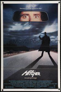 2h454 HITCHER 1sh '86 Rutger Hauer, C. Thomas Howell, terror starts the moment he stops!