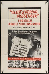 2h575 LIST OF ADRIAN MESSENGER military 1sh '63 John Huston directs 5 heavily disguised great stars