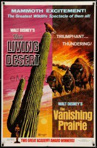 2h581 LIVING DESERT/VANISHING PRAIRIE 1sh '71 art from Walt Disney wildlife double-feature!