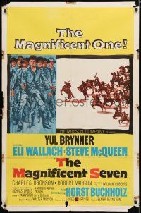 2h598 MAGNIFICENT SEVEN 1sh '60 Yul Brynner, Steve McQueen, John Sturges' 7 Samurai western!