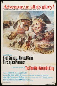 2h612 MAN WHO WOULD BE KING 1sh '75 artwork of Sean Connery & Michael Caine by Tom Jung!