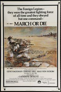 2h616 MARCH OR DIE 1sh '76 Gene Hackman, Terence Hill, art of French Foreign Legion by Tom Jung!