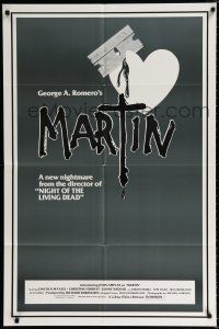 2h619 MARTIN 1sh '77 directed by George Romero, creepy skeleton hand w/cross horror art!