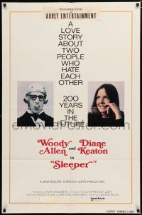 2h807 SLEEPER advance 1sh '74 time traveler Woody Allen, Diane Keaton, wacky sci-fi!