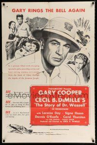 2h850 STORY OF DR. WASSELL 1sh R60s close up art of heroic soldier Gary Cooper, Cecil B. DeMille