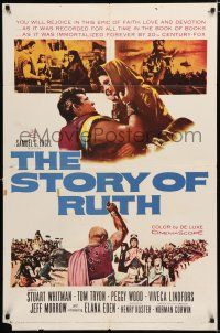 2h851 STORY OF RUTH 1sh '60 Stuart Whitman, Tom Tryon, Biblical montage artwork!
