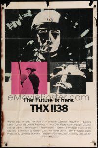 2h906 THX 1138 1sh '70 1st George Lucas, Robert Duvall, bleak futuristic fantasy sci-fi!