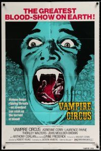 2h949 VAMPIRE CIRCUS 1sh '72 Hammer horror, no sawdust can soak up all the blood!