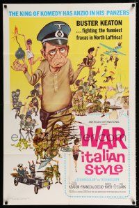 2h964 WAR ITALIAN STYLE 1sh '66 Due Marines e un Generale, great WWII cartoon art of Buster Keaton