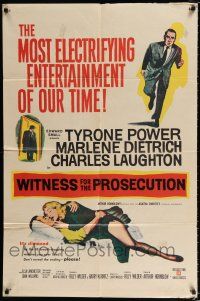 2h980 WITNESS FOR THE PROSECUTION 1sh '58 Billy Wilder, Tyrone Power, Marlene Dietrich!