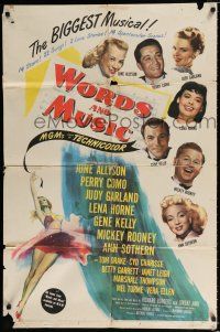 2h984 WORDS & MUSIC 1sh '49 Judy Garland, Lena Horne & musical all-stars, bio of Rodgers & Hart!