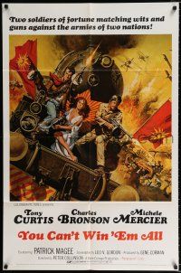 2h991 YOU CAN'T WIN 'EM ALL 1sh '70 action art of Tony Curtis, Charles Bronson, & Michele Mercier!