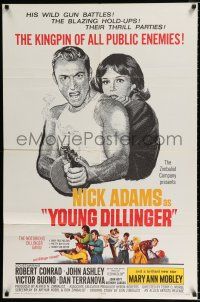 2h992 YOUNG DILLINGER 1sh '65 Nick Adams, Mary Ann Mobley, filmed with machine-gun speed!
